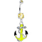 Yellow Aurora Gem Neon Black Tipped Anchor Dangle Belly Ring