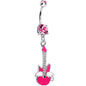 Double Pink Gem Goddess of Rock Neon Guitar Dangle Belly Ring