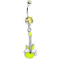 Double Yellow Gem Goddess of Rock Neon Guitar Dangle Belly Ring