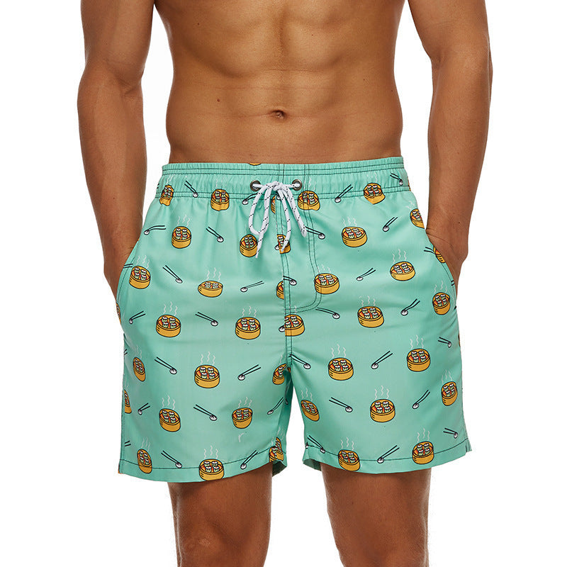Mens Fashionable Sports Beach Shorts With 3D Digital Print, European And American Style