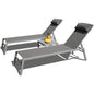 3 Piece Aluminum Chaise Lounge Set Gray Textilene 5 Position