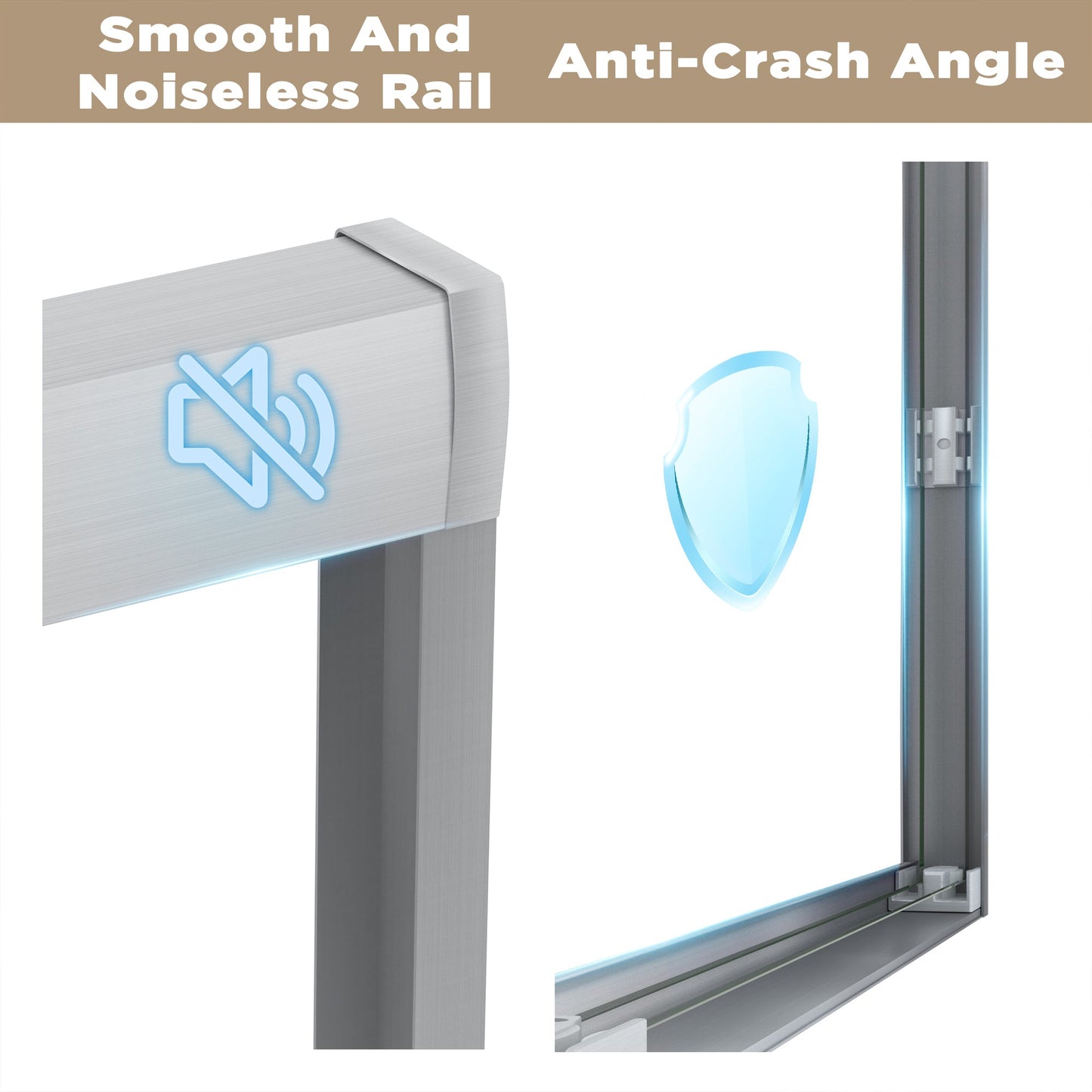 56-60in x 72in Aluminum Frame Double Sliding Shower Door, Brushed Nickel, 6mm
