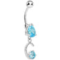 Aqua Gem Teardrop Curlicue Dangle Belly Ring