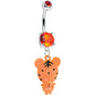 Orange Gem Orange Neon Adorable Baby Tiger Dangle Belly Ring