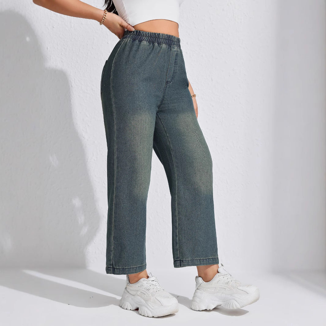 Retro Loose-fit Womens Wide-leg Jeans