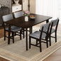 Rustic 5-Piece Dining Set - 1 Solid Wood Table + 4 Upholstered Chairs,