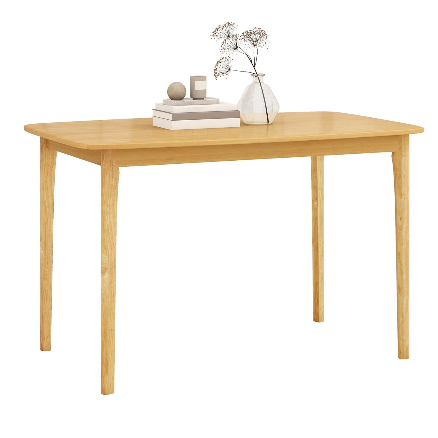 48 Inch Solid Wood Dining Table with Rubber Wood Supporting Legs for Kitchen Dining Room
