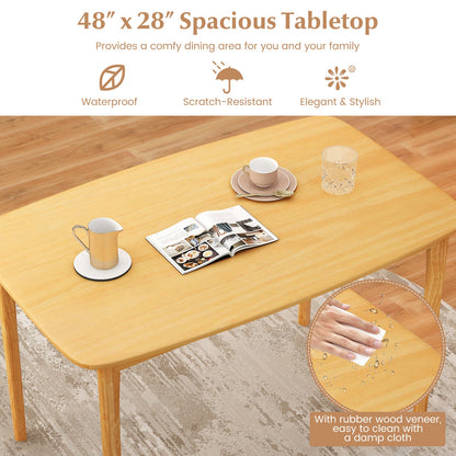 48 Inch Solid Wood Dining Table with Rubber Wood Supporting Legs for Kitchen Dining Room