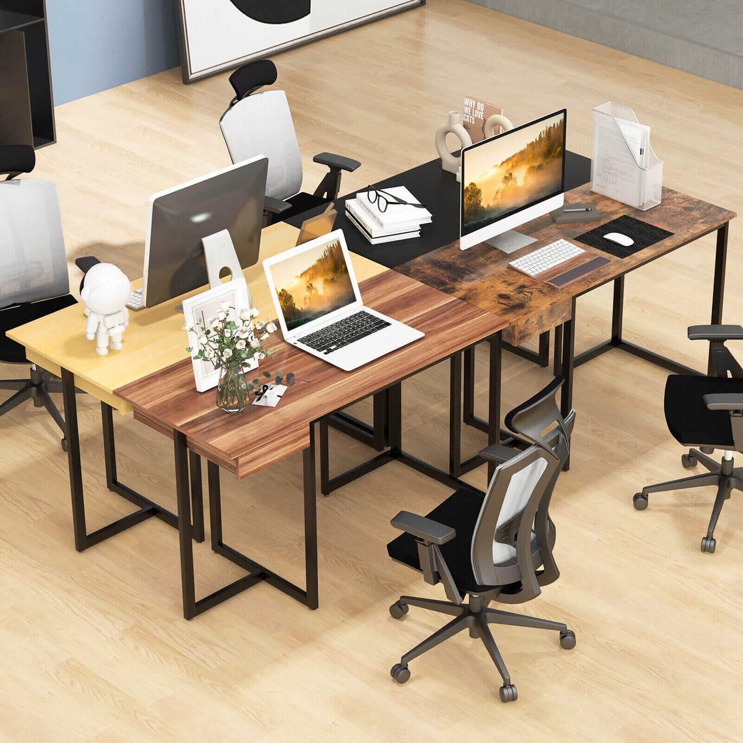 48 Inch Computer Desk with Metal Frame and Adjustable Pads