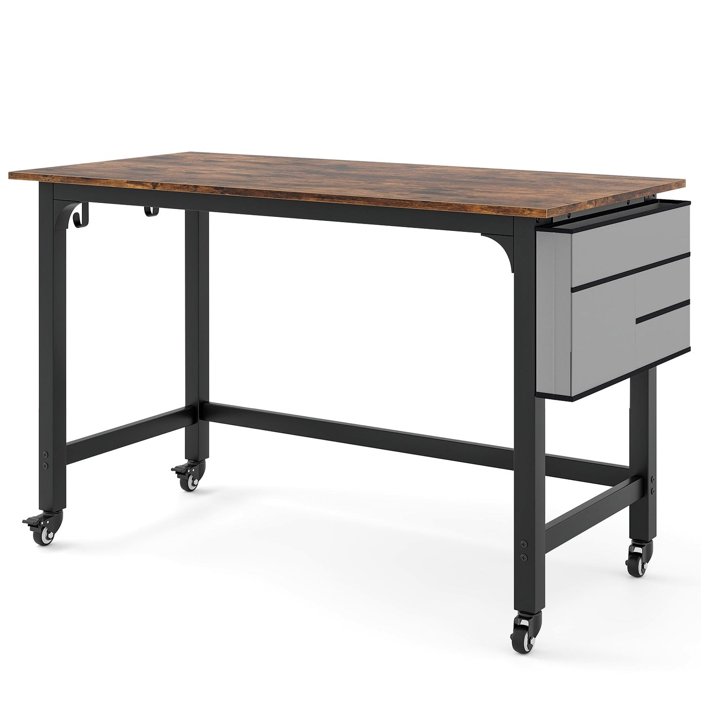 48 Inch Mobile Computer Workstation with 4 Smooth Casters
