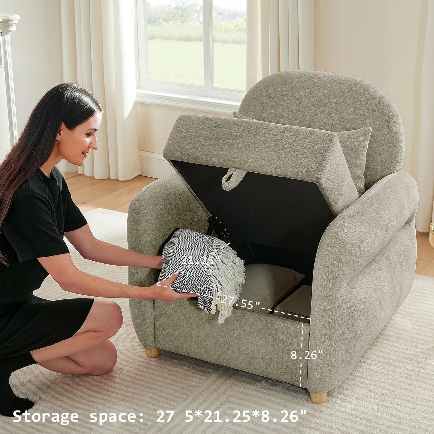 33Point5Inch Modern Reading Chair With HiddenStorage