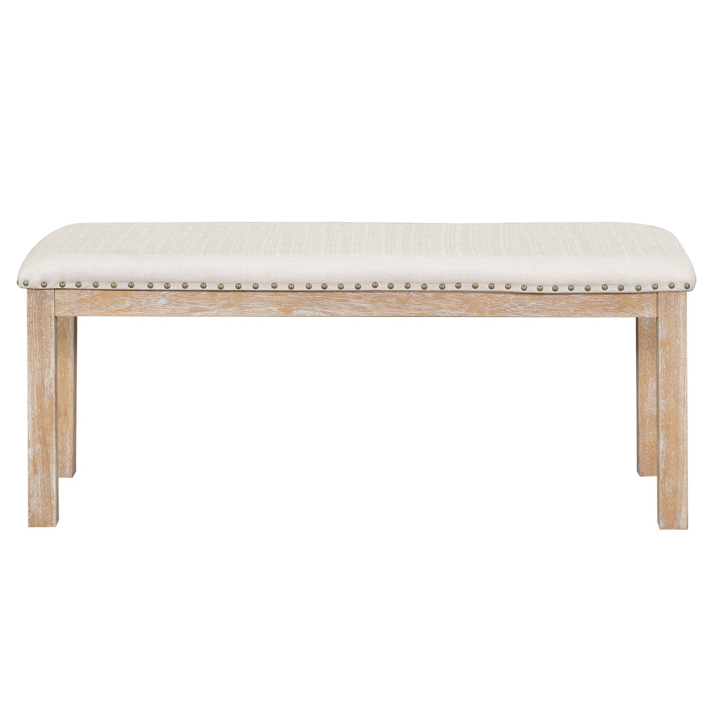 Farmhouse 82inch 6-Piece Extendable Dining Table with Footrest, 4 Upholstered