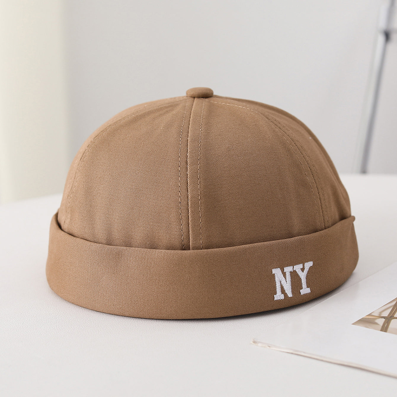 Men's Single-color Embroidered NY Letter Adjustable Trendy And Bohemian Style Landlord Hat, Suitable For Daily Casual Street Dance Outfits.