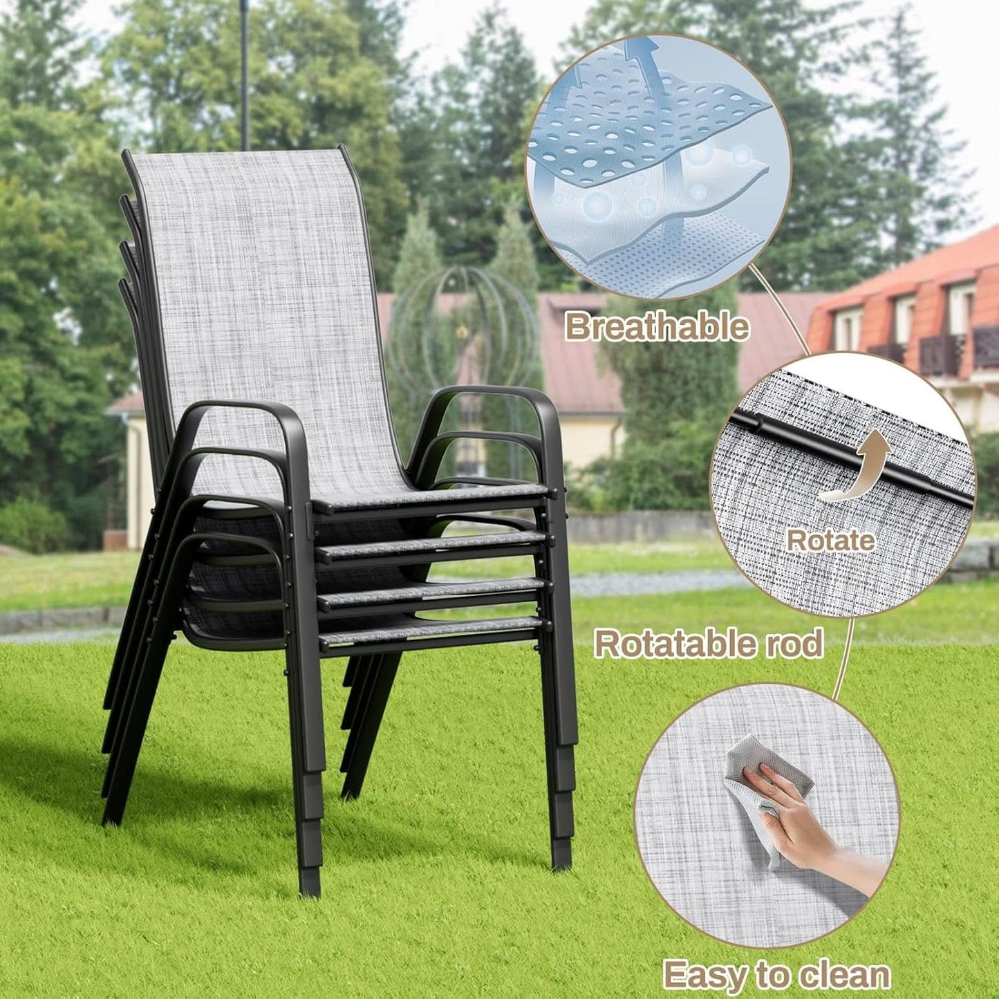 Outdoor Patio Dining Set with Metal Table and Chairs