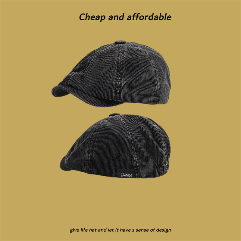 Corduroy Eight-panel Cap Men's Japanese Retro Literary