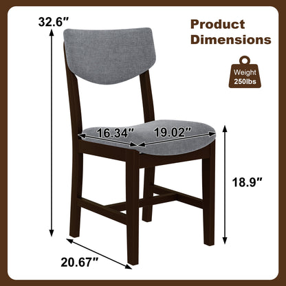 Rustic 5-Piece Dining Set - 1 Solid Wood Table + 4 Upholstered Chairs,