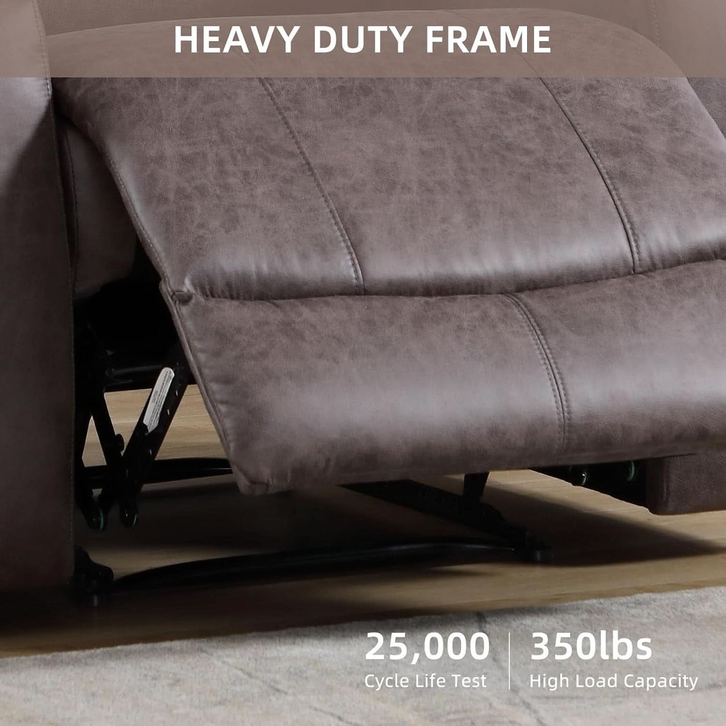 Grey Full Grain Leather Manual Recliner With Cup Holders