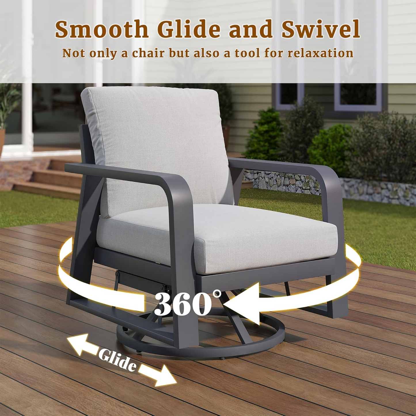8 Piece Aluminum Patio Set Dark Gray Sofa Swivel