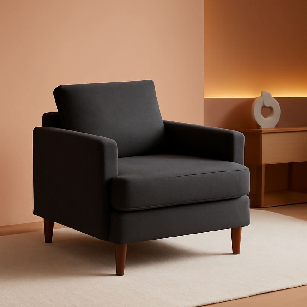 Mid Century Modern Premium Upholstered Armchair Grey