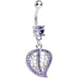 Purple Gem Pave and Filigree Leaf Dangle Belly Ring