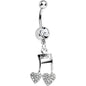 Clear Gem Paved Music Note Hearts Dangle Belly Ring