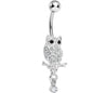 Lower Mount Paved Clear Gem Owl Belly Ring