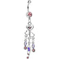 Pink Purple Gem Plethora of Hearts Dangle Belly Ring
