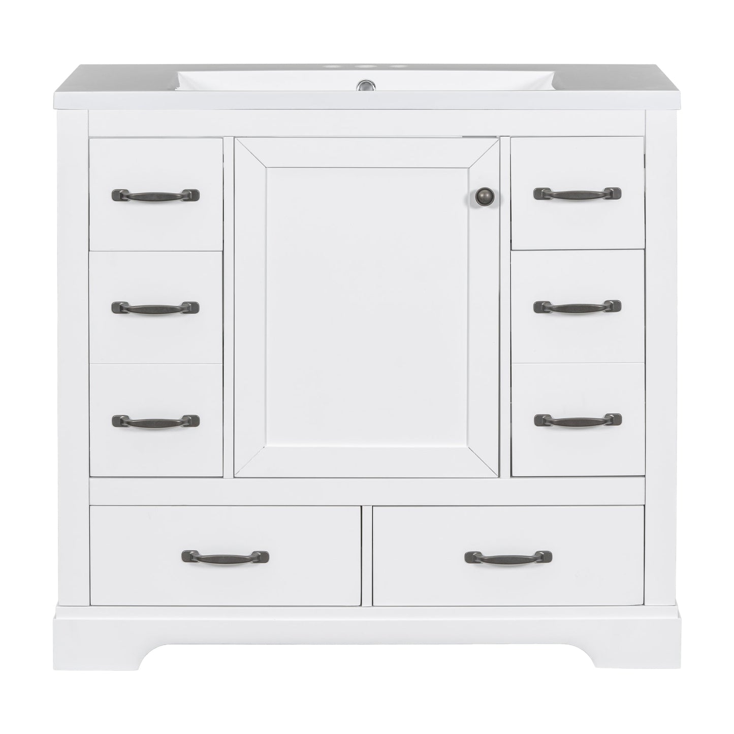 36' Bathroom Vanity with Sink Combo, Six Drawers, Multi-Functional Drawer Div...