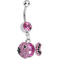 Pink Gem Paved Dazzling Fish Dangle Belly Ring