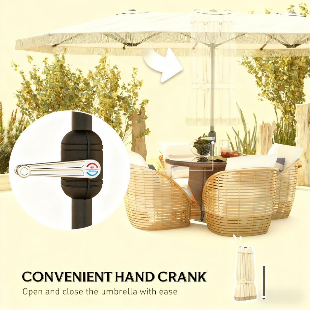 Patio Umbrella Rectangle 15 ft Crank UPF30 Cream