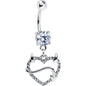 Double Clear Gem Sexy Devil Heart Dangle Belly Ring