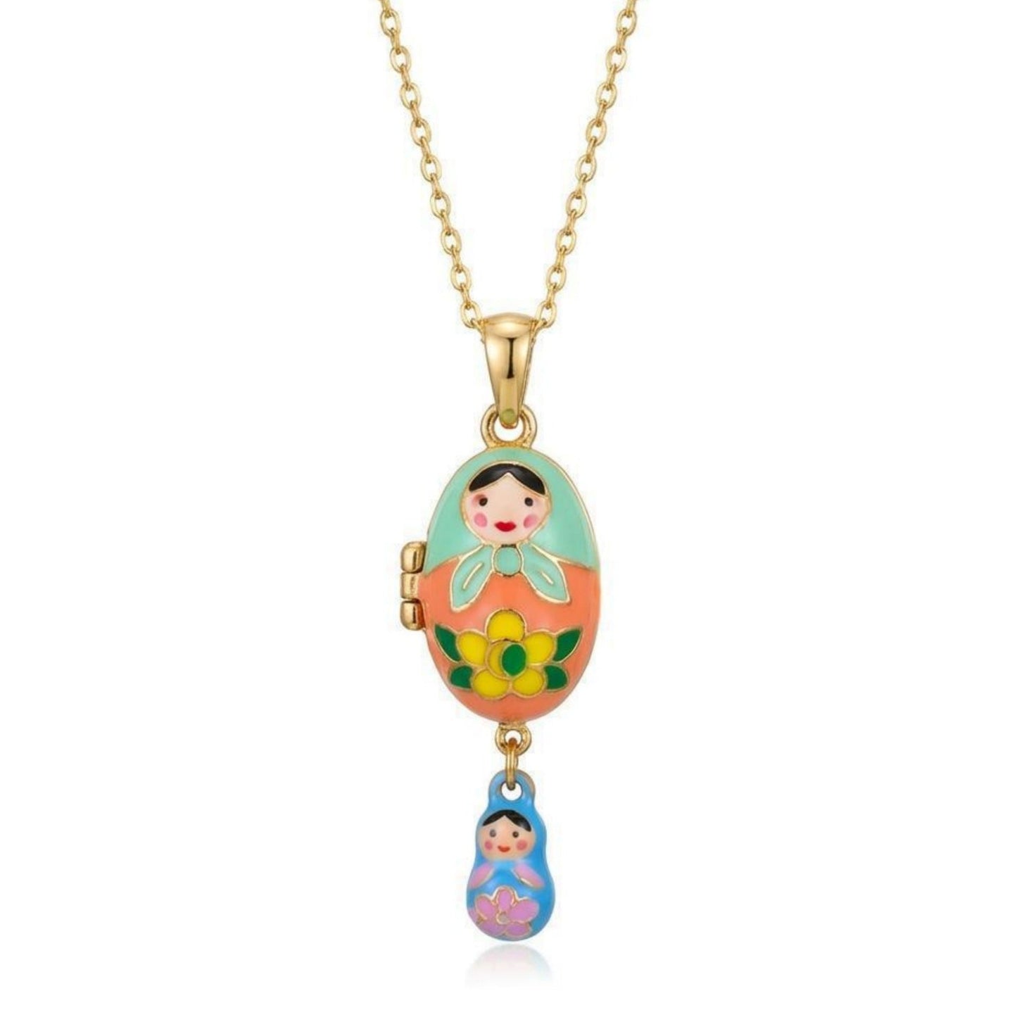 Colorful Dripped-Oil Egg Tumbler Puppy Pendant Necklace