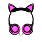 Cat ear head-mounted luminous foldable mobile phone music headset
