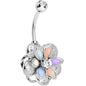 Multi Clear Gem Bursting Blossom Flower Belly Ring
