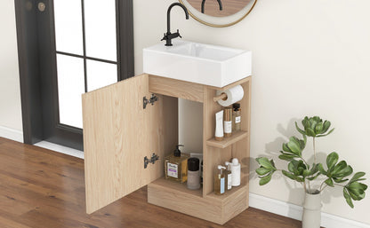 18.6' Bathroom Vanity with Sink, Bathroom Vanity Cabinet with Two-tier Shelf,...
