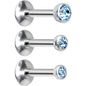 16G 1/4 Aqua Gem Helix Cartilage Barbell 3 Pack Set