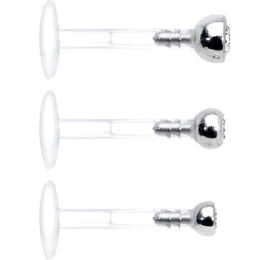 16G 5/16 Clear Gem Bioplast Triple Forward Helix Barbell 3 Pack Set