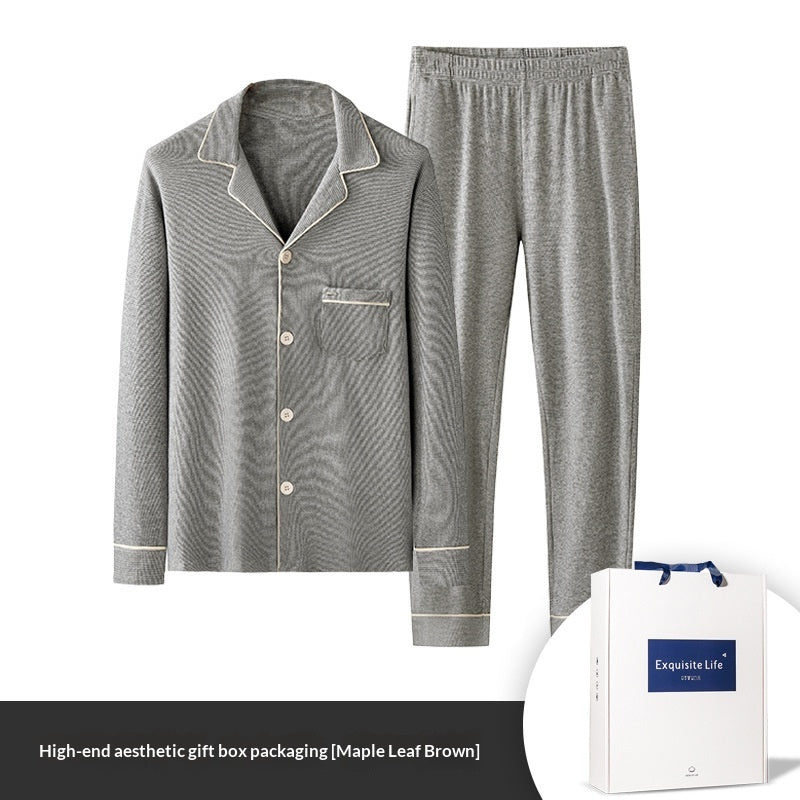 Jacquard Plaid AutumnWinter Mens Pajama Set