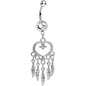 Clear Gem Heart Full of Dreamcatcher Dangle Belly Ring