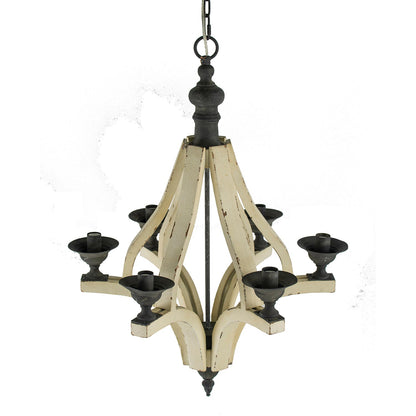 Chandelier 6-Light Wood Hanging Adjustable Chain Kitchen Dining