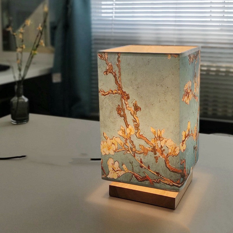 Japanese Zen Square Wood Table Lamp, Adjustable