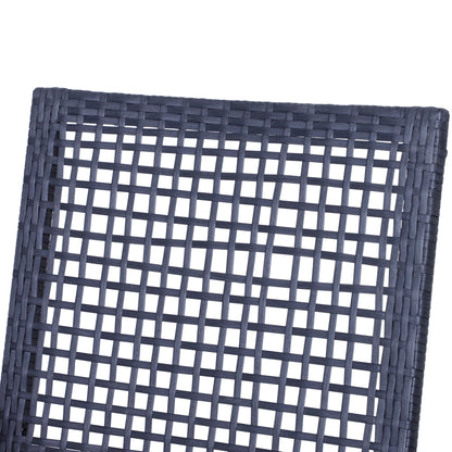 Outdoor Bar Set PE Rattan Black 3 Piece High Table 2 Bar Chairs Footrest