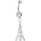 Clear Gem Elegant Eiffel Tower Dangle Belly Ring