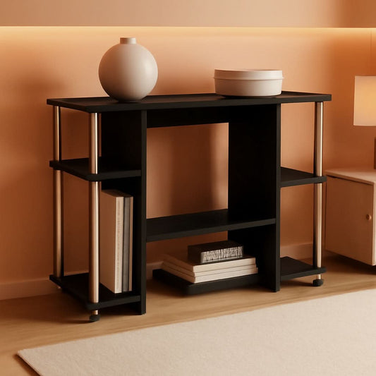 Jaya Computer Desk Americano Finish With Storage Shelves