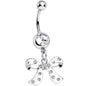 Crystalline Gem Polka Dotted Girly Bow Dangle Belly Ring