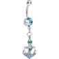Aqua Gem Glamorous Nautical Anchor Dangle Belly Ring