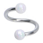 16G 5/16 Iridescent White Acrylic Ball Spiral Twister Ring