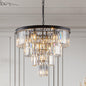 Chandelier Crystal 4-Tier Black 24 In Modern Living Dining Room