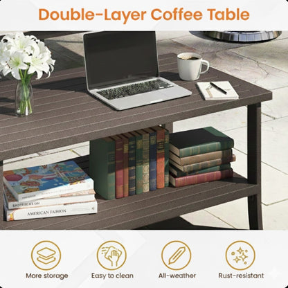 Outdoor Patio Set Steel Khaki 2 Piece 3 Seat Sofa 4 in Cushions Coffee Table