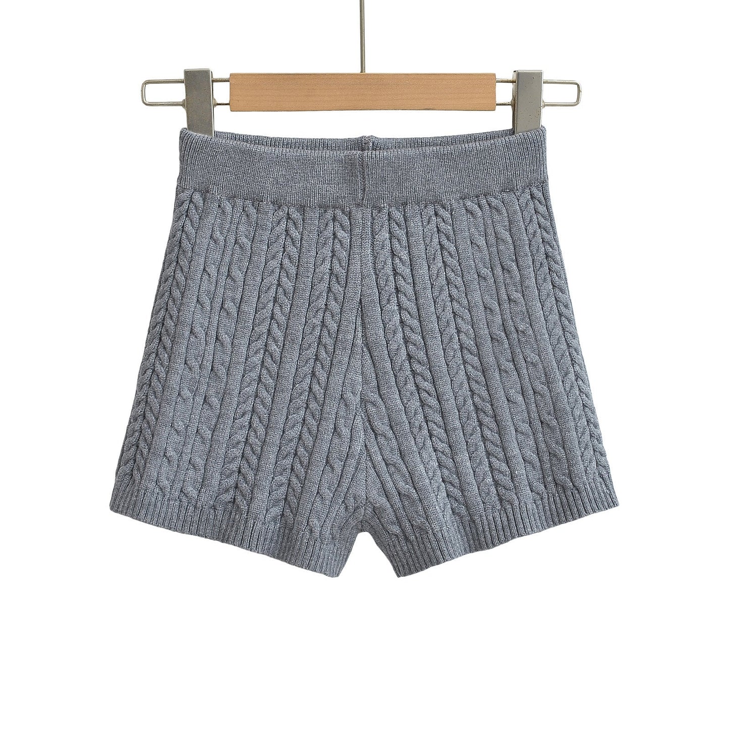 Versatile Solid-Color Tight Knitted Shorts
